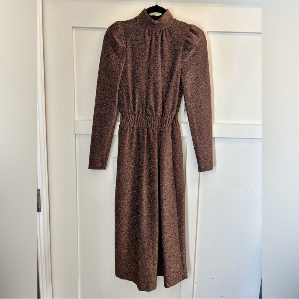 Large Ryegrass High Neck Long Sleeve Dress - Picture 11 of 13